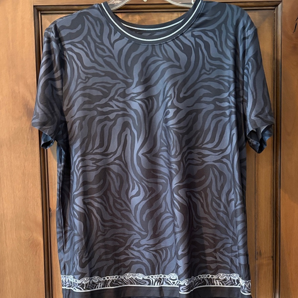 Johnny Was Black and Gray Zebra Print Blouse